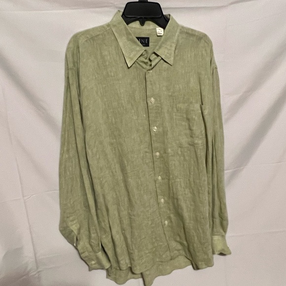 mine Other - XL 100% Linen Moss Green Luxury Mens Shirt